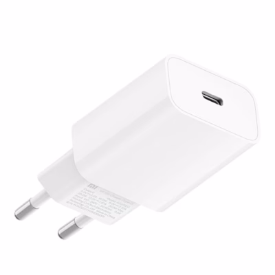 Valge Xiaomi Mi Type-C seinalaadija C-tüüpi pistiku ja USB-C-pordiga