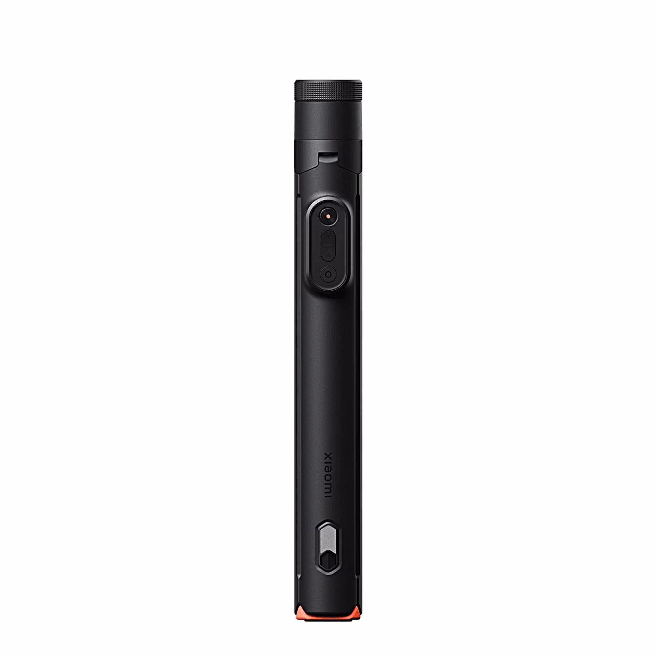 Must Xiaomi Zoom Floor selfipulk kokkupanduna eestvaates, käepidemel Bluetooth-pult