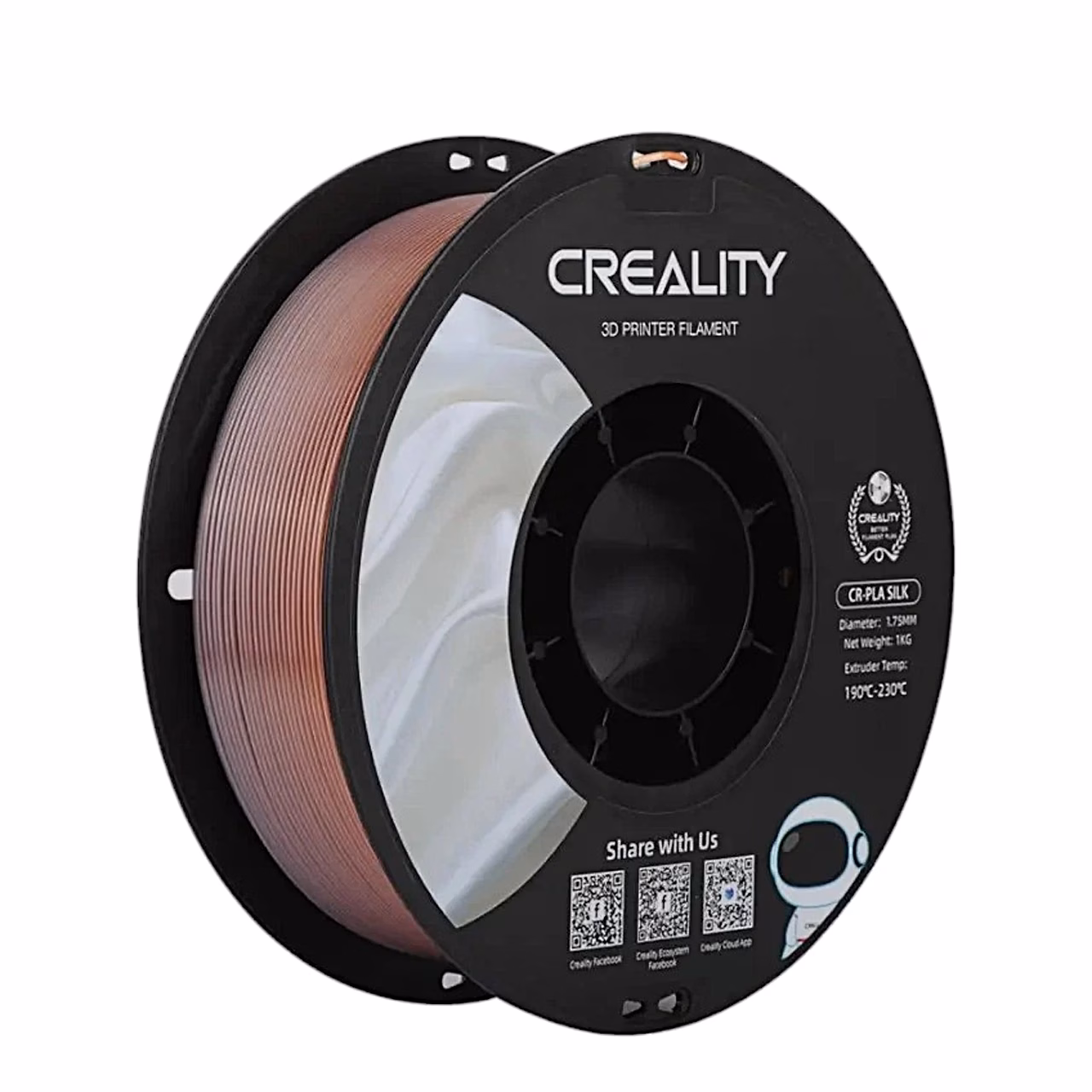Creality CR-Silk vikerkaarevärvilise siidja filamendi pool külgvaates