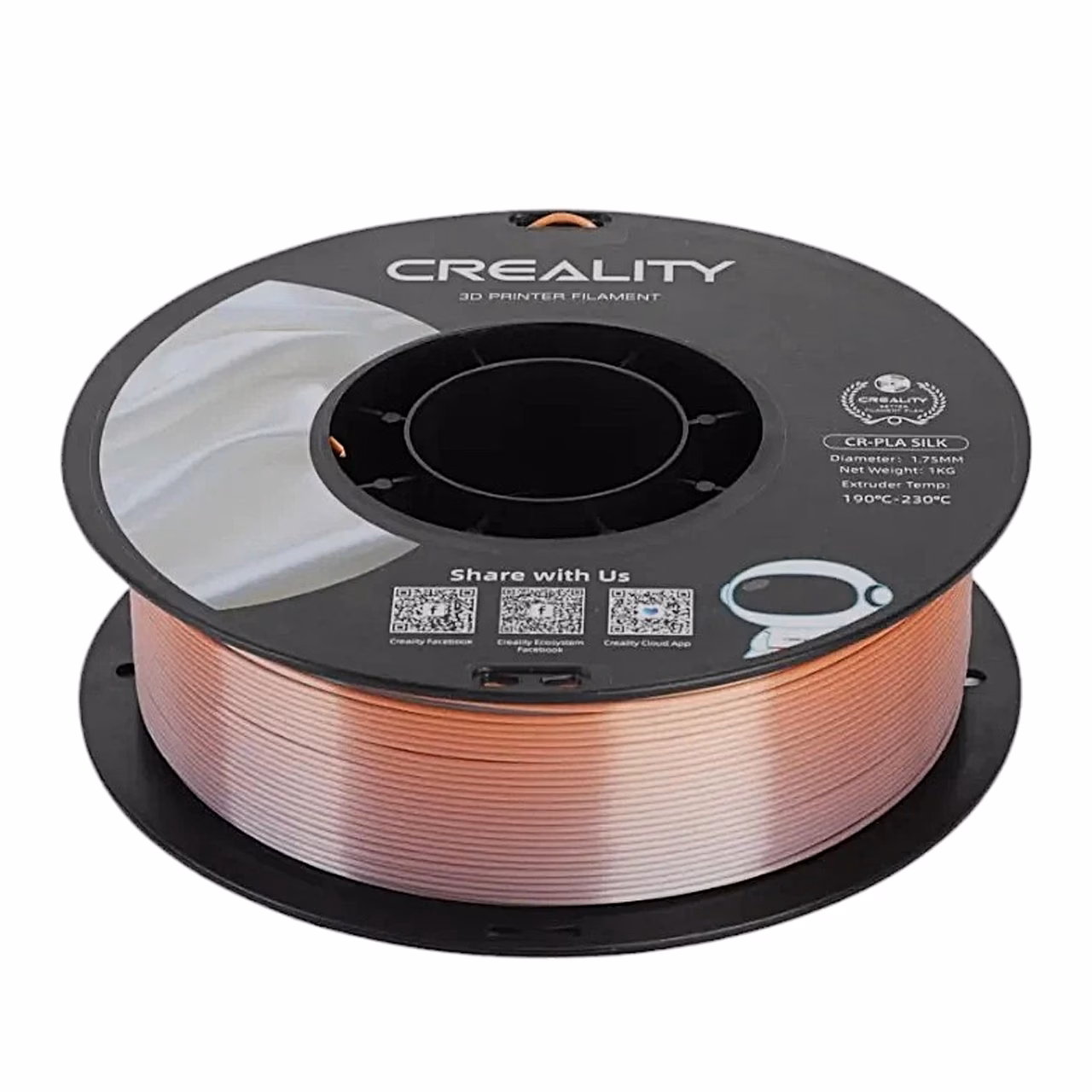 Creality CR-Silk filamendi pool lamavalt, vasekarva ja hõbedased toonid