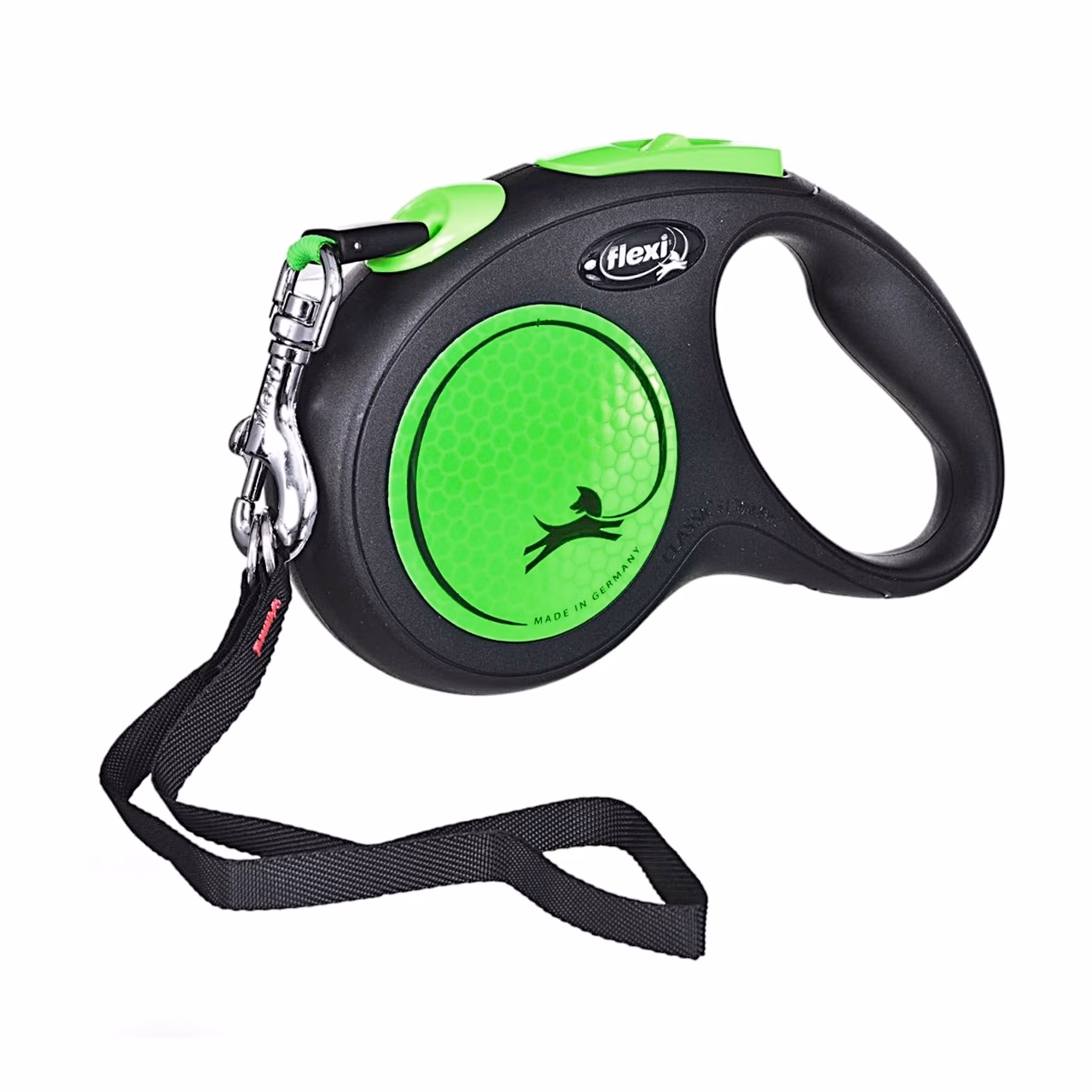 Sissetõmmatav jalutusrihm flexi New Neon M, lint 5 m, kuni 25 kg, roheline