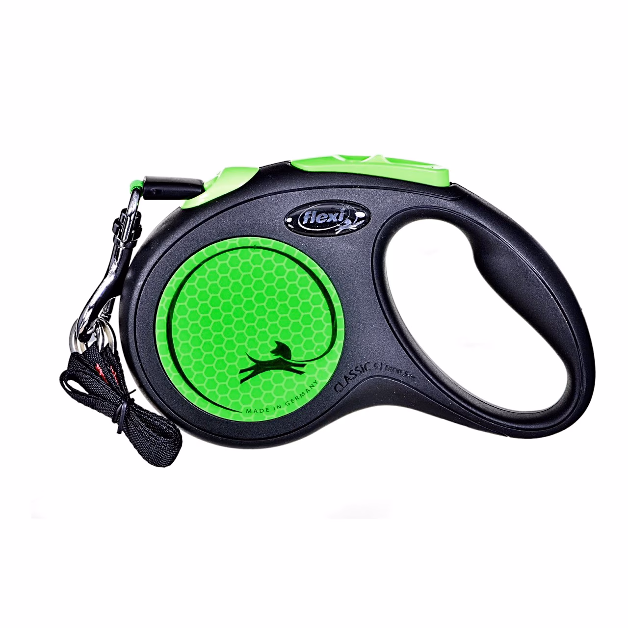 Sissetõmmatav jalutusrihm flexi New Neon M, lint 5 m, kuni 25 kg, roheline