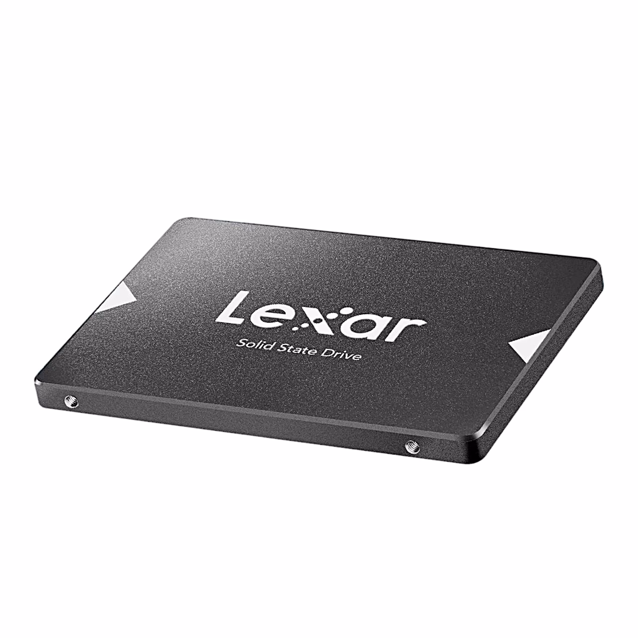 Lexar NS100 SSD-ketta hall korpus ja õhuke serv kõrgemalt vaadatuna