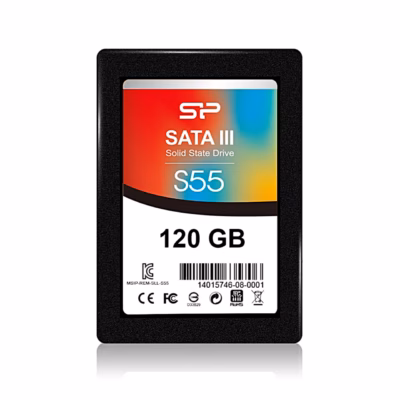 SSD-ketas Silicon Power Slim S55 120 GB, mustas korpuses värviline kleebis