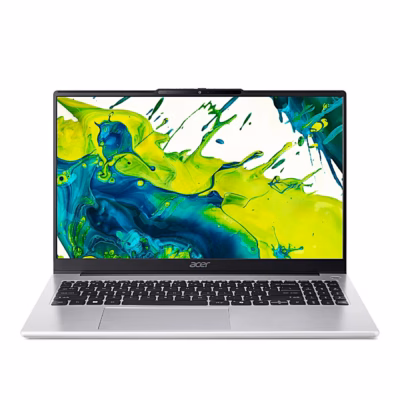Hõbedane sülearvuti Acer Aspire Lite 15 avatuna eestvaates