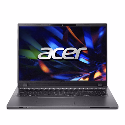 Acer TravelMate TMP216-51 sülearvuti eestvaade avatud ekraani ja klaviatuuriga