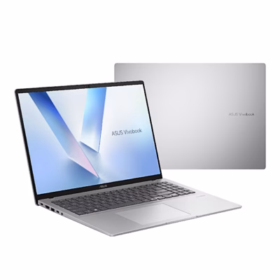 Sülearvuti ASUS Vivobook 16 M1607KA-MB279W avatult koos suletud hõbedase kaanega