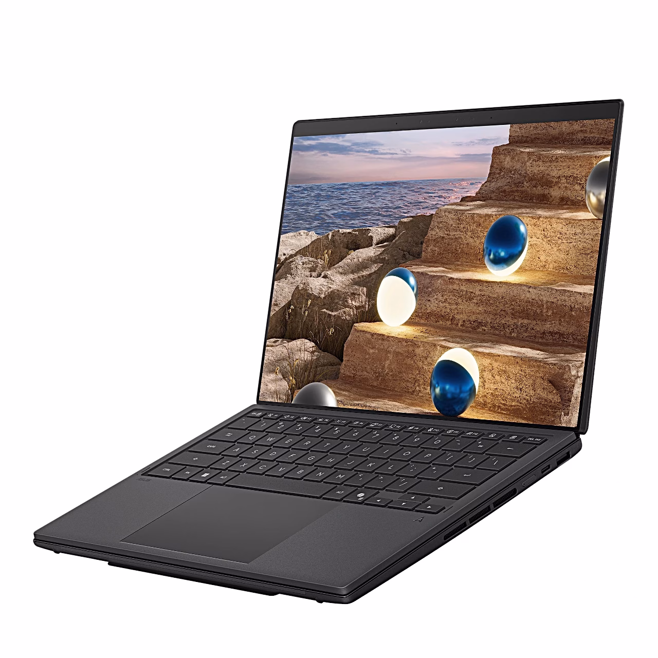 Hall laptop Asus Zenbook Duo UX8407AA paremalt nurgast nähtuna
