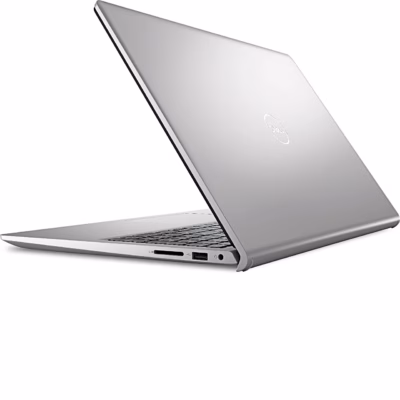 Dell Pro 15 Essential PV15250 hõbedane kaas ja parem külg tagantvaates