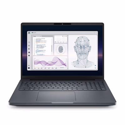 Sülearvuti Dell Pro Max 16 Plus MB16250 avatud ekraaniga otse eestvaates