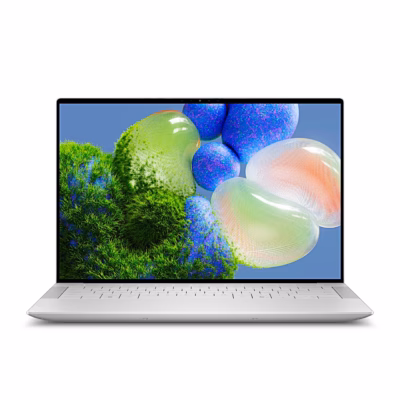 Dell XPS 14 9440 sülearvuti eestvaade avatud ekraani ja hõbedase korpusega