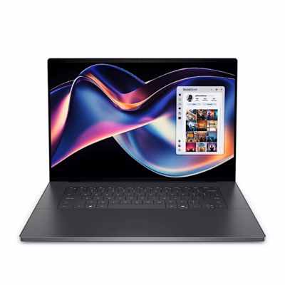 Dell XPS 16 DA16260 sülearvuti eestvaade avatud ekraani ja klaviatuuriga
