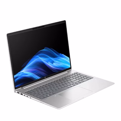 Avatud hõbedane HP ProBook 460 G11 sülearvuti vasakult nähtuna