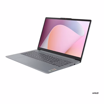 Lenovo IdeaPad Slim 3 15AMN8 avatud sülearvuti vasakult poolprofiilis