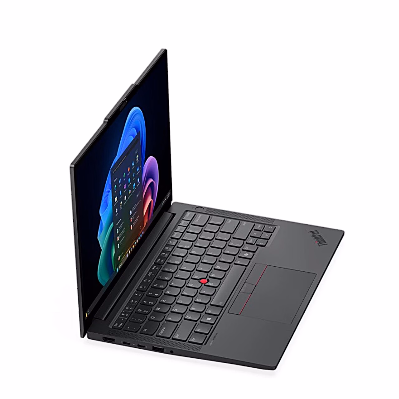 ThinkPad E14 Gen 8 sülearvuti vasakult nurga alt, klaviatuur ja puuteplaat