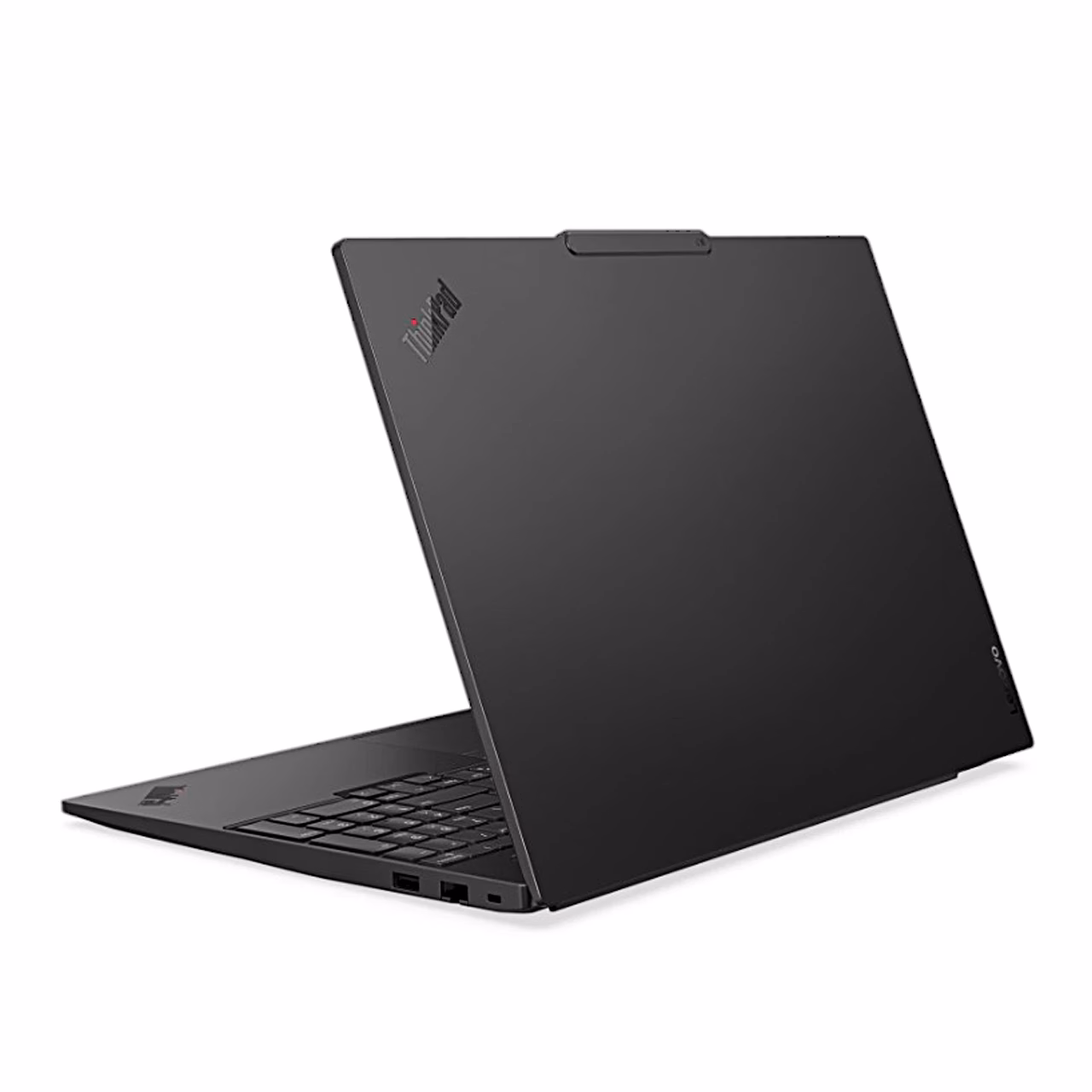 Kaasaskantav arvuti Lenovo ThinkPad E16 Gen 4 tagantvaates, kaanel ThinkPadi logo
