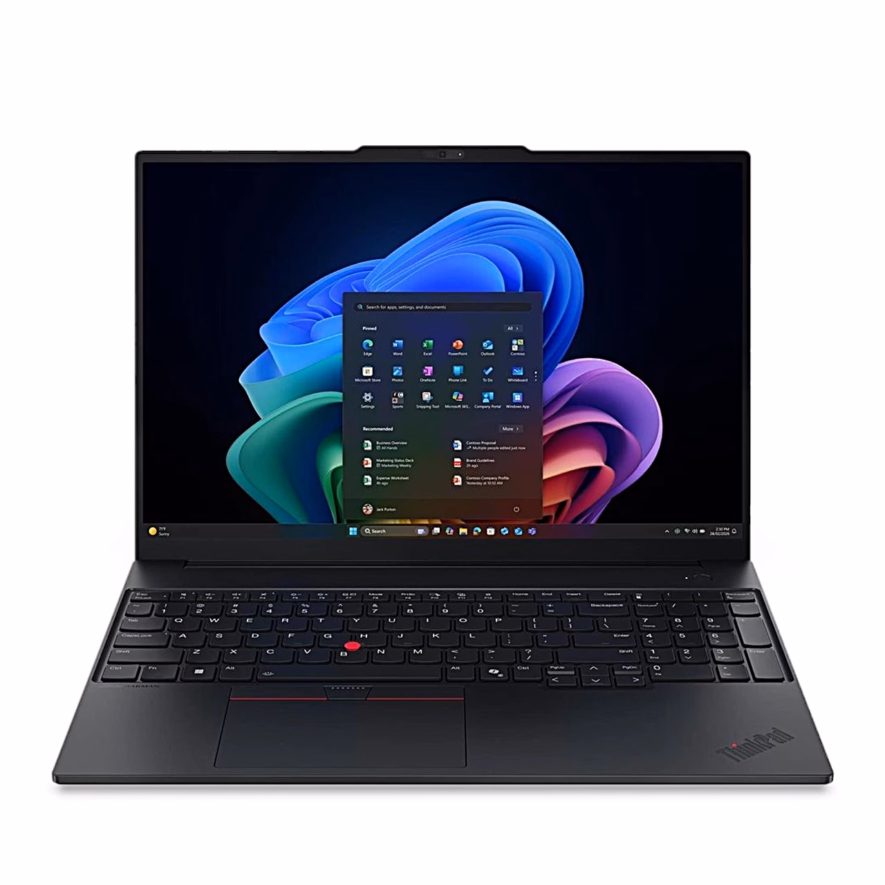Sülearvuti Lenovo ThinkPad E16 Gen 4 Intel avatuna, eestvaade ekraani ja klaviatuuriga