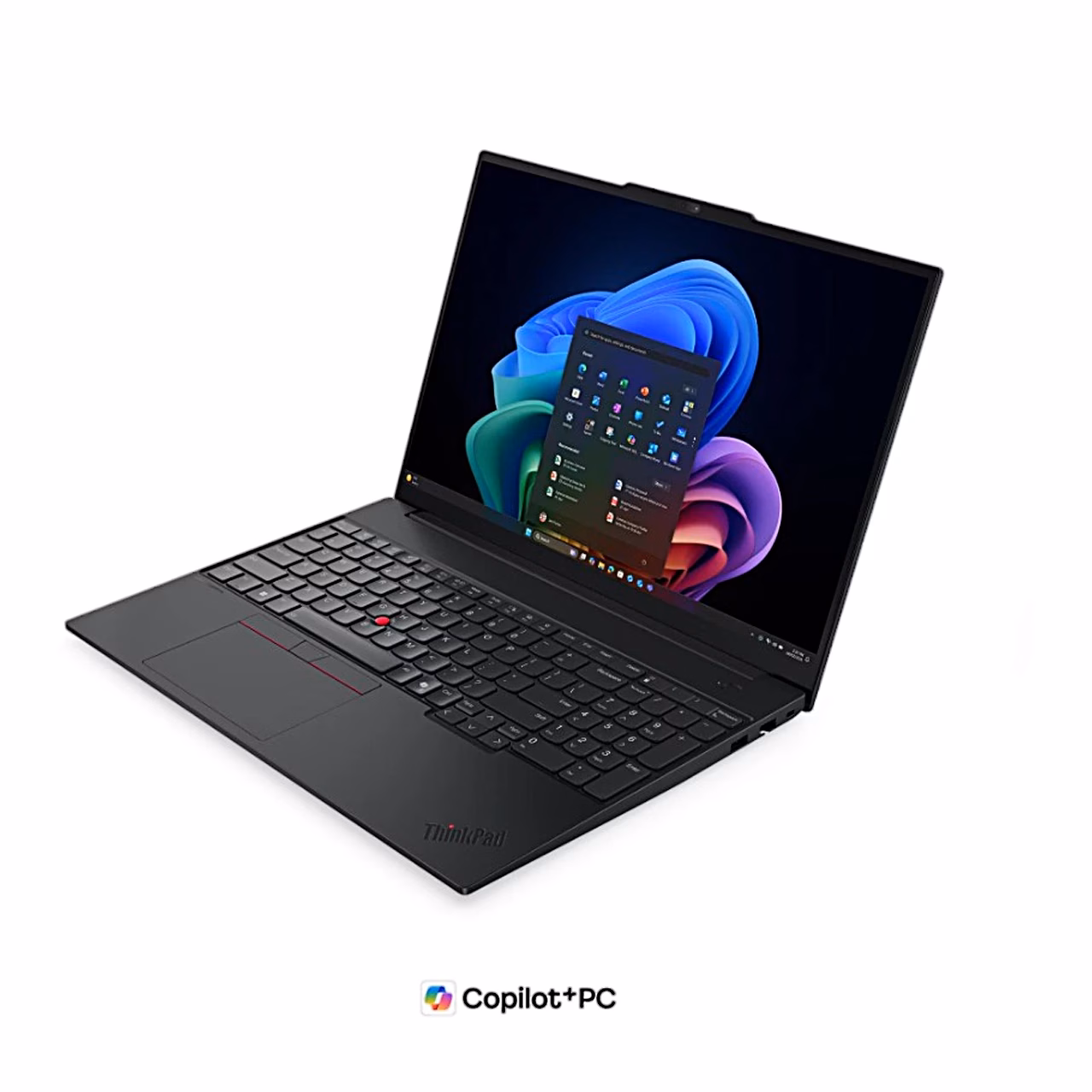 Avatud sülearvuti ThinkPad E16 Gen 4 Intel paremalt eest nurga alt vaadatuna