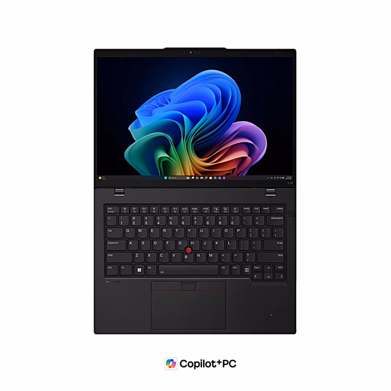 Lenovo ThinkPad L14 Gen 7 ülalt, avatud ekraan ja klaviatuur