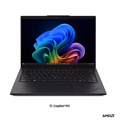 Sülearvuti Lenovo ThinkPad L14 Gen 7 avatuna eestvaates, must korpus
