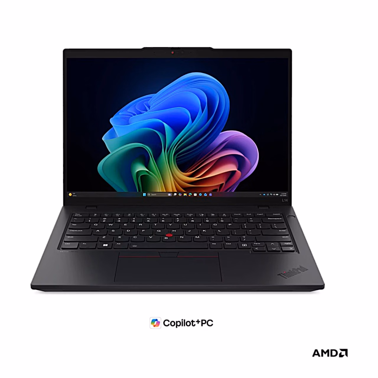 Sülearvuti Lenovo ThinkPad L14 Gen 7 avatuna eestvaates, must korpus