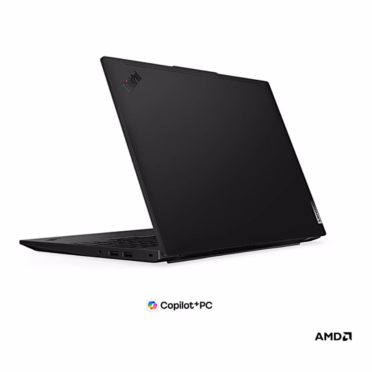 ThinkPad L16 Gen 3 tagantvaates, musta kaane nurgas ThinkPadi logo