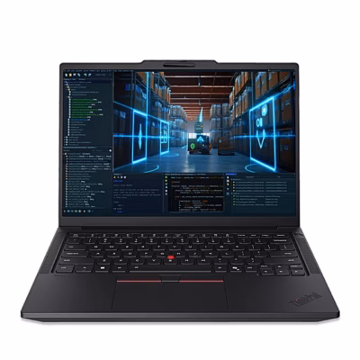 Lenovo ThinkPad P14s Gen 7 sülearvuti avatult eestvaates, ekraan ja klaviatuur