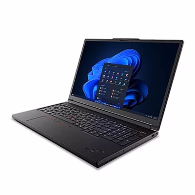 Lenovo ThinkPad P16 Gen 3 sülearvuti avatult vasakult nurgast, ekraan ja klaviatuur