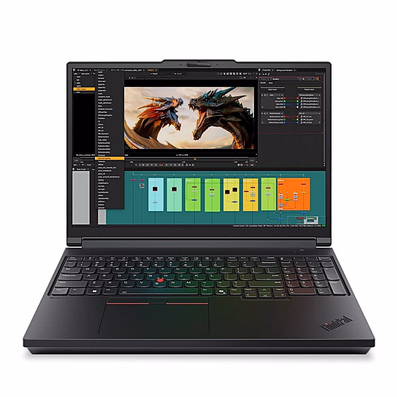 Kaasaskantav arvuti Lenovo ThinkPad P16 Gen 3 eestvaates graafikatarkvaraga ekraanil