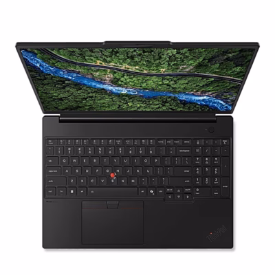 Avatud sülearvuti Lenovo ThinkPad P16s Gen 5 pealtvaates, klaviatuur ja puuteplaat
