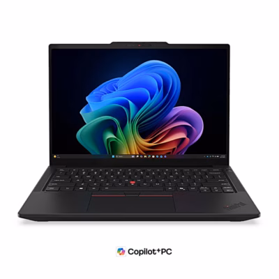 Avatud must sülearvuti Lenovo ThinkPad T14 Gen 7 eestvaates