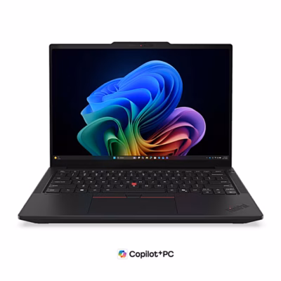 Lenovo ThinkPad T14 Gen 7 sülearvuti avatult eestvaates, ekraan ja klaviatuur