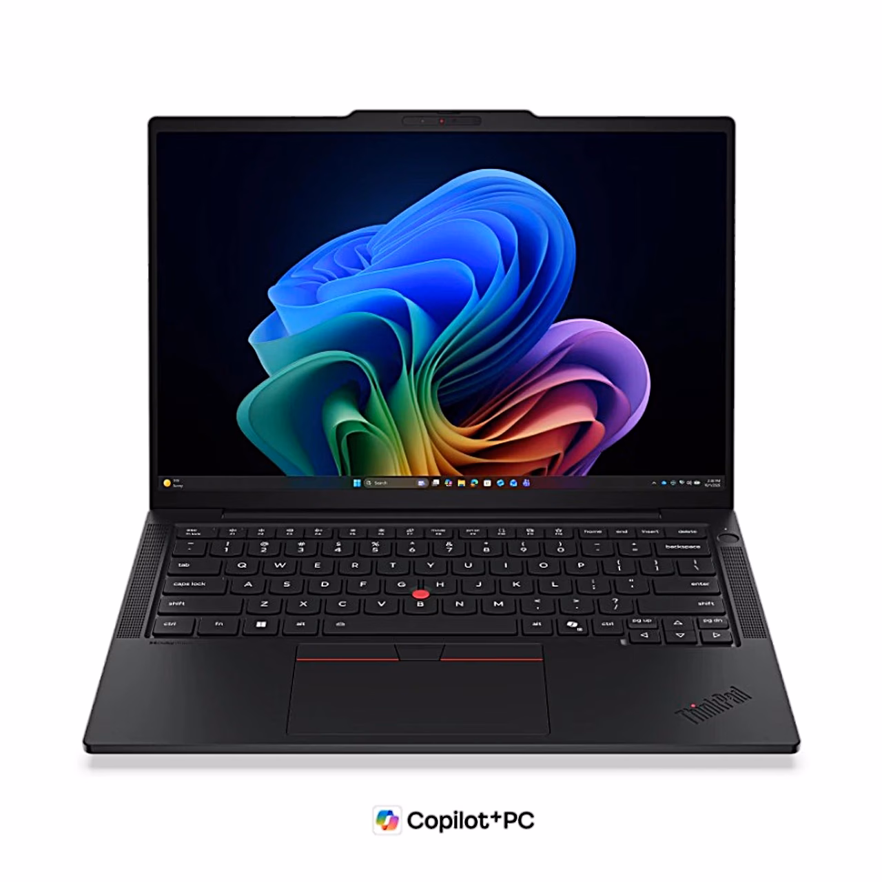 Lenovo ThinkPad T14s Gen 7 sülearvuti avatult eestvaates, ekraan ja must klaviatuur