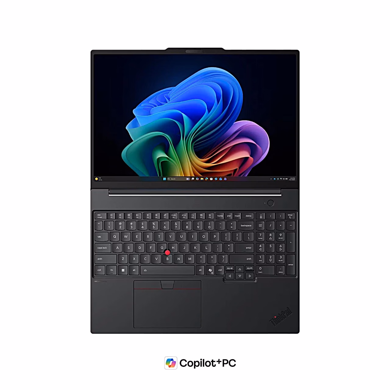Lenovo ThinkPad T16 Gen 5 sülearvuti pealtvaade Nordic klaviatuurile ja puuteplaadile