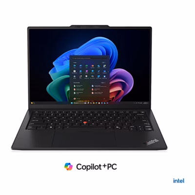 Sülearvuti Lenovo ThinkPad X1 Carbon Gen 14 avatult eestvaates, must korpus