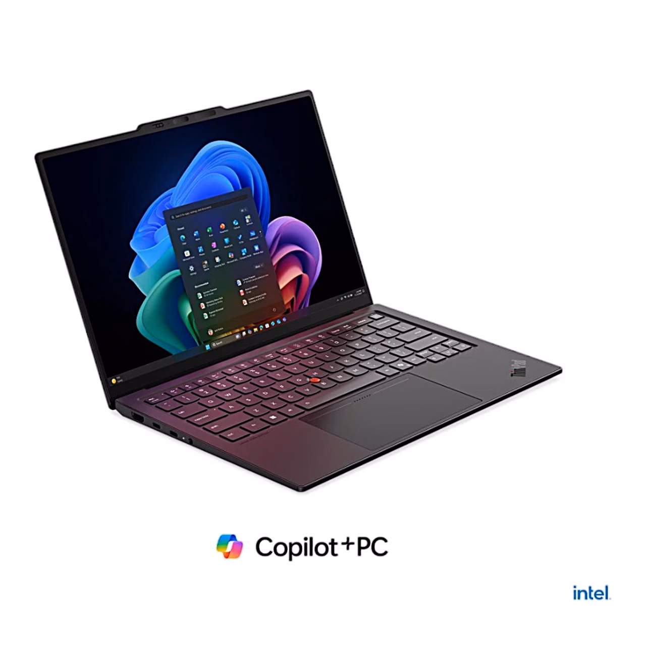 Avatud ThinkPad X1 Carbon Gen 14 vasakult eest, klaviatuur ja ekraan