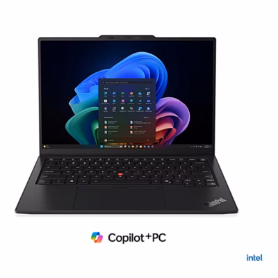 Sülearvuti Lenovo ThinkPad X1 Carbon Gen 14 avatult eestvaates, must korpus