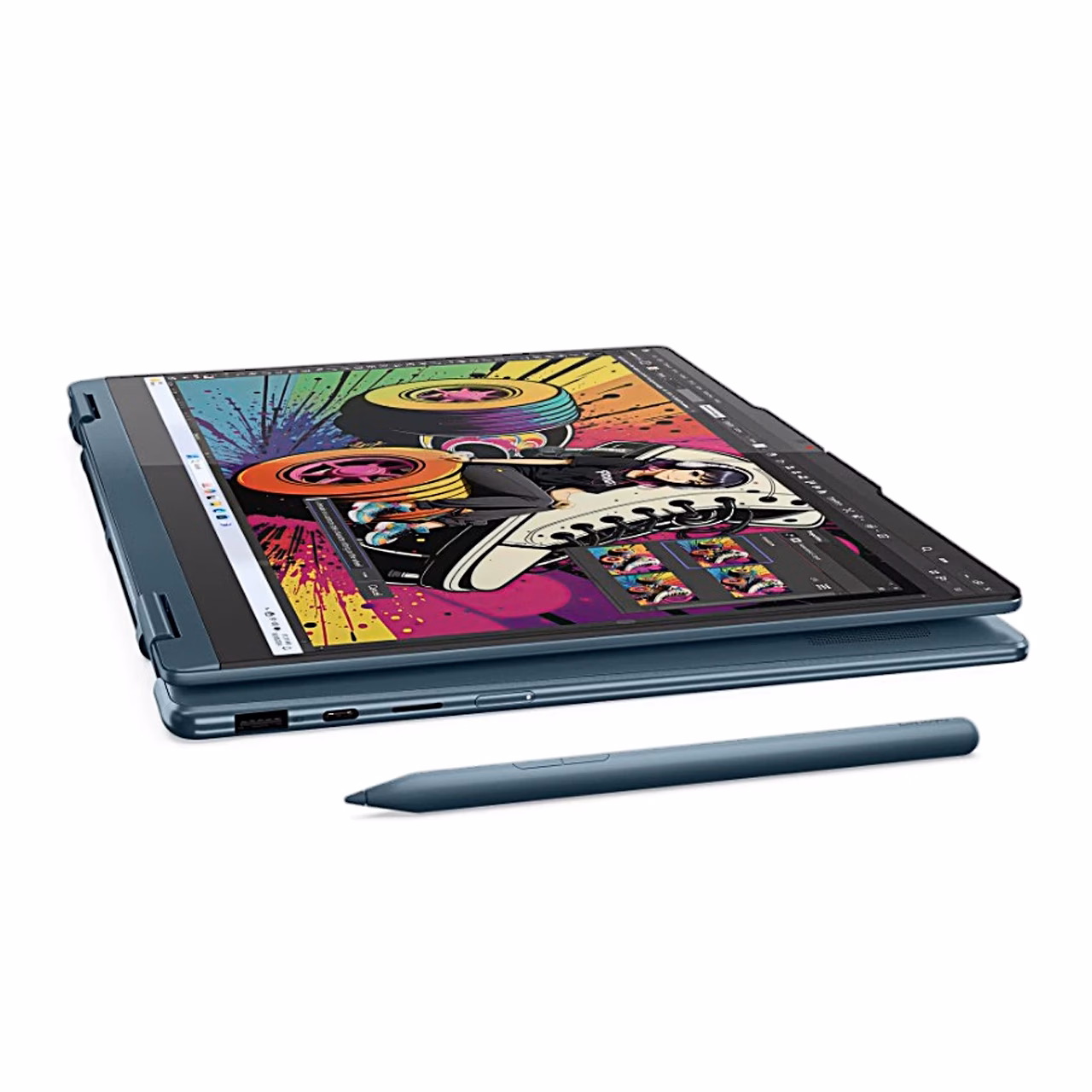 Lenovo Yoga 7 2-in-1 14AKP10 tahvelarvuti asendis lauale asetatult