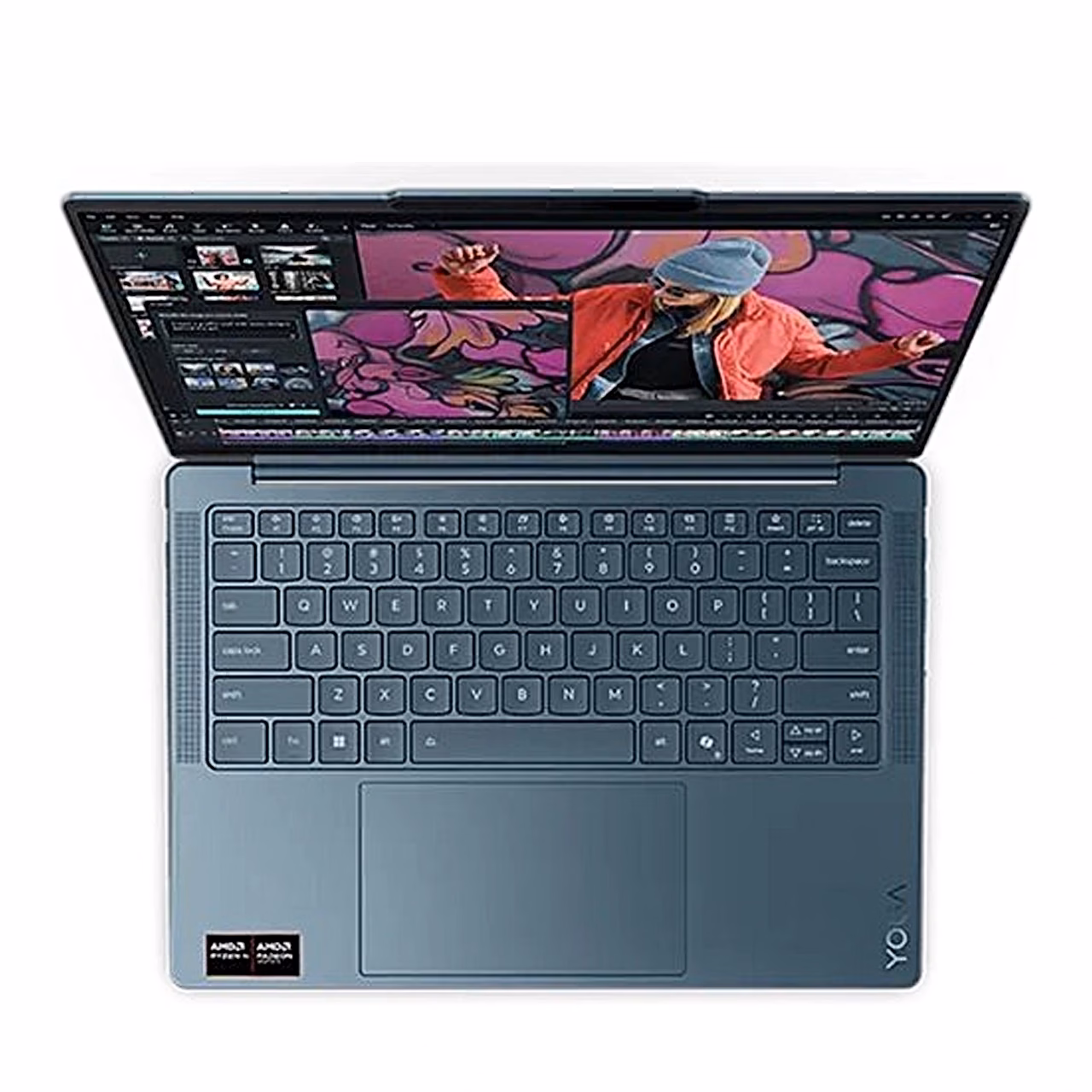 Lenovo Yoga Slim 7 14AKP10 ülalt, klaviatuur ja puuteplaat