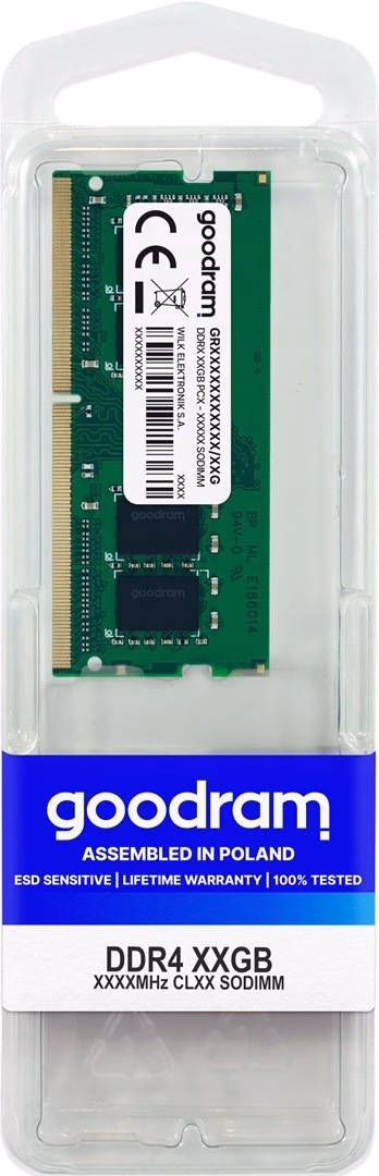 Sülearvuti operatiivmälu Goodram 16 GB DDR4 3200 MHz SO-DIMM läbipaistvas blisterpakendis