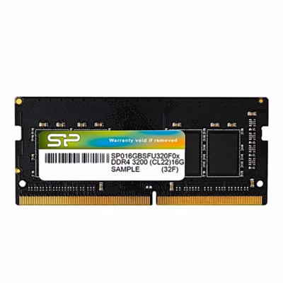 Silicon Power SP016GBSFU320X02 DDR4 SO-DIMM-moodul eestvaates, sildil mälutüüp ja ajastus
