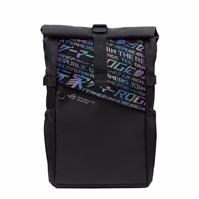 Must sülearvuti seljakott Asus ROG BP4701 holograafilise trükiga, eestvaade