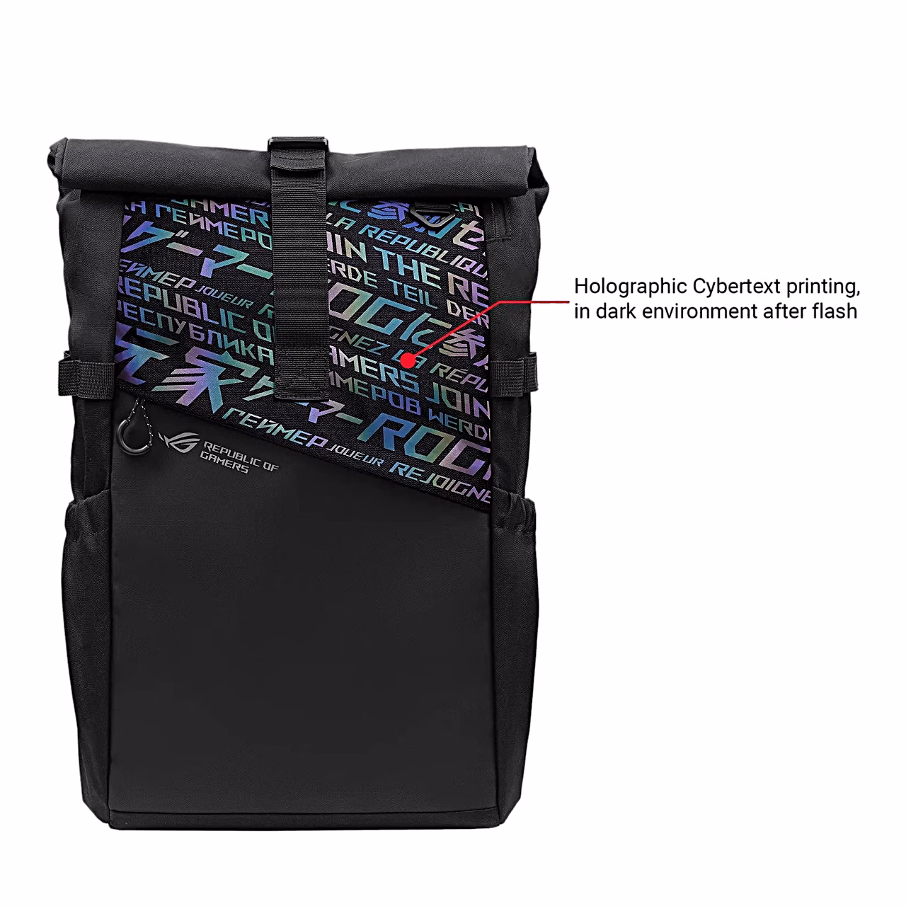 Asus ROG BP4701 esipaneeli holograafiline Cybertext-trükk