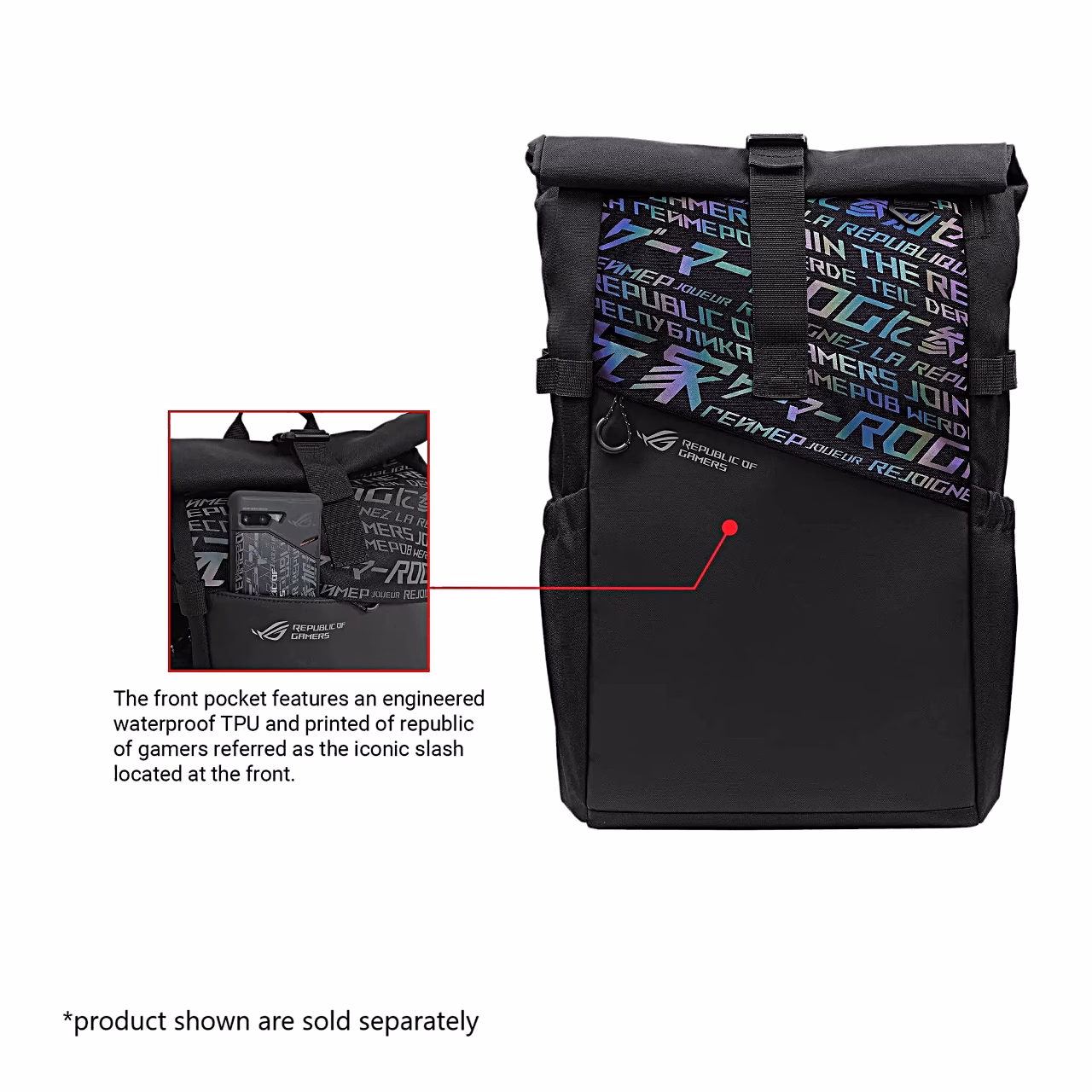 Sülearvuti kott Asus ROG BP4701, veekindlast TPU-st esitasku telefoniga