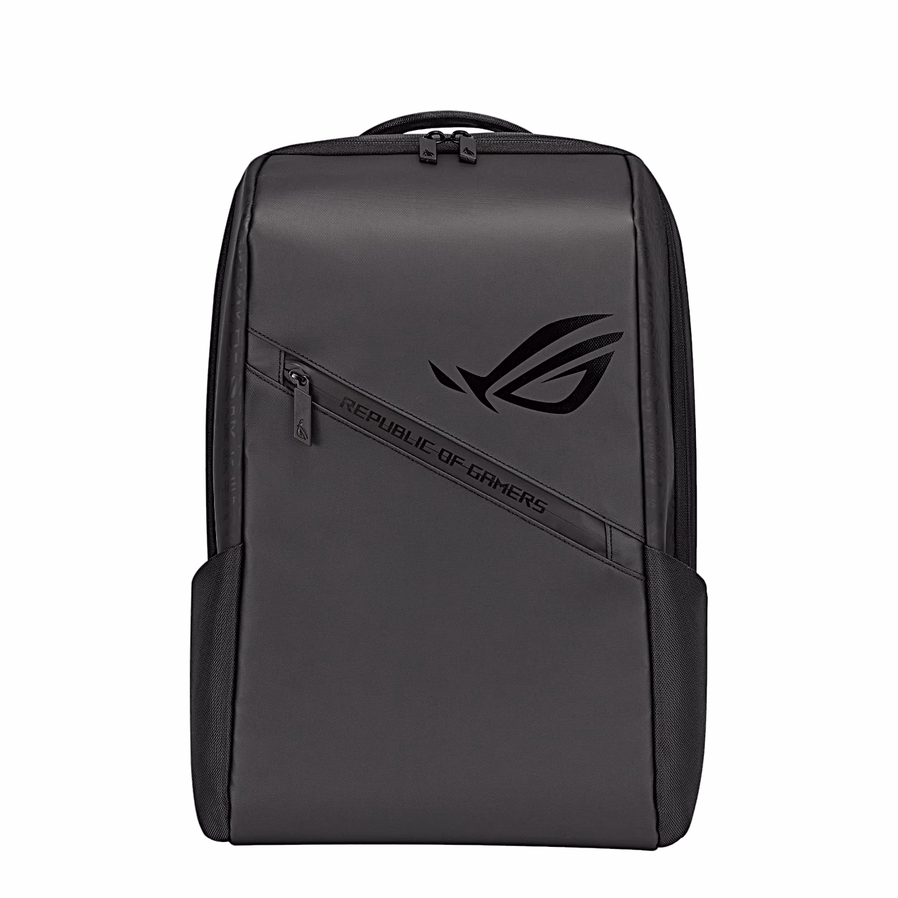 Asus ROG Ranger BP2501 seljakoti esikülg diagonaalse tõmblukuga