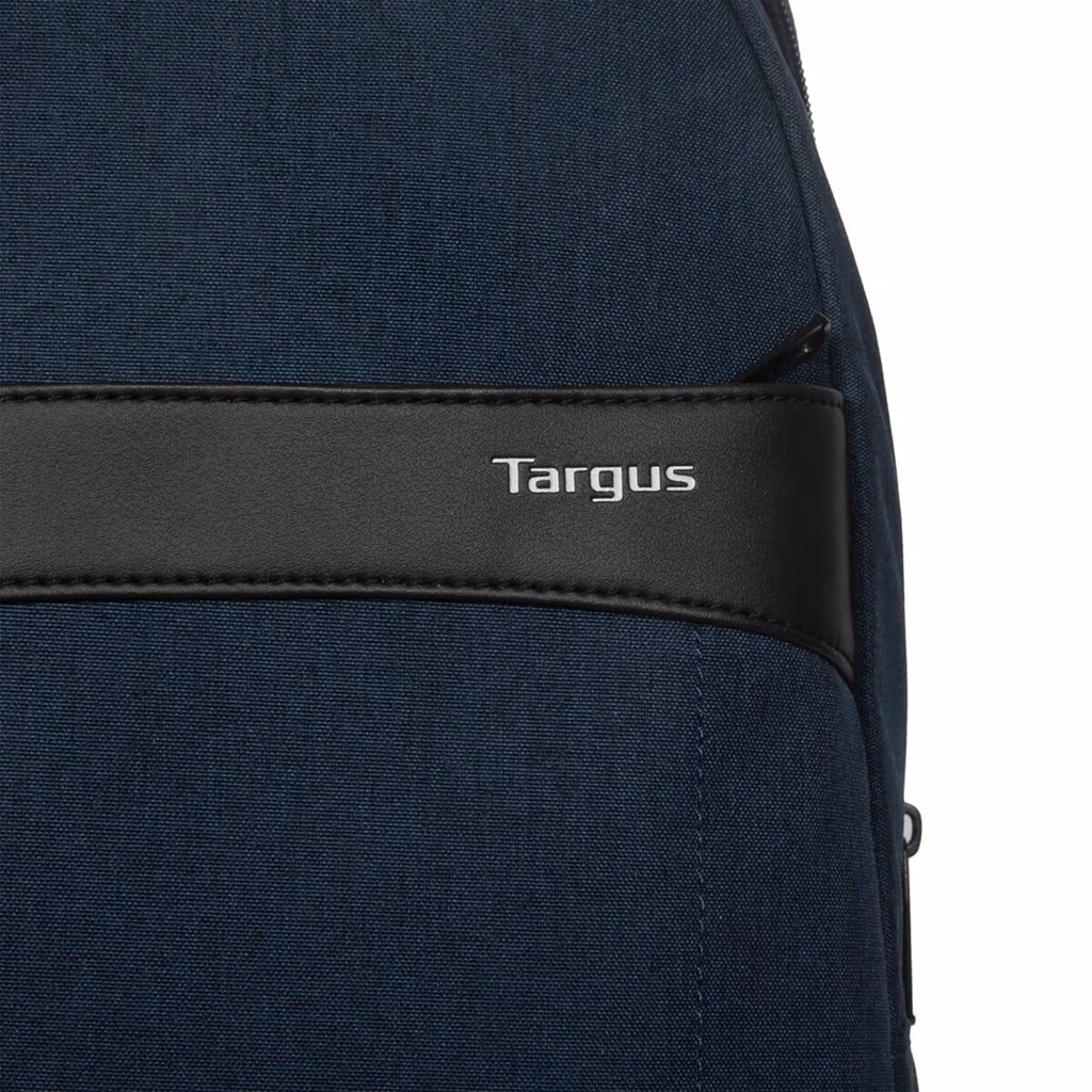 Targus GeoLite EcoSmart Essentials esikülje riba Targuse logoga lähivaates