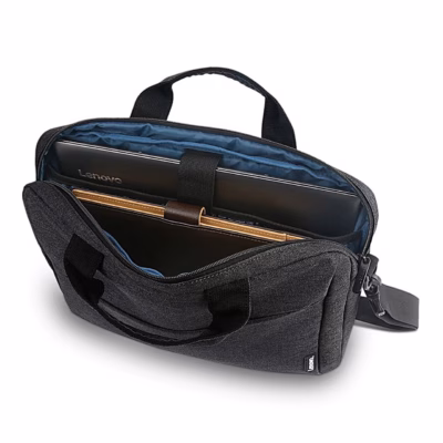 Must sülearvutikott Lenovo Casual Toploader T210 avatud pealmise lukuga, sees sülearvuti