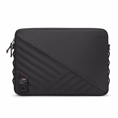 Must sülearvutiümbris Asus ROG Slash 4.0 BS3601 eestvaates tepitud mustriga