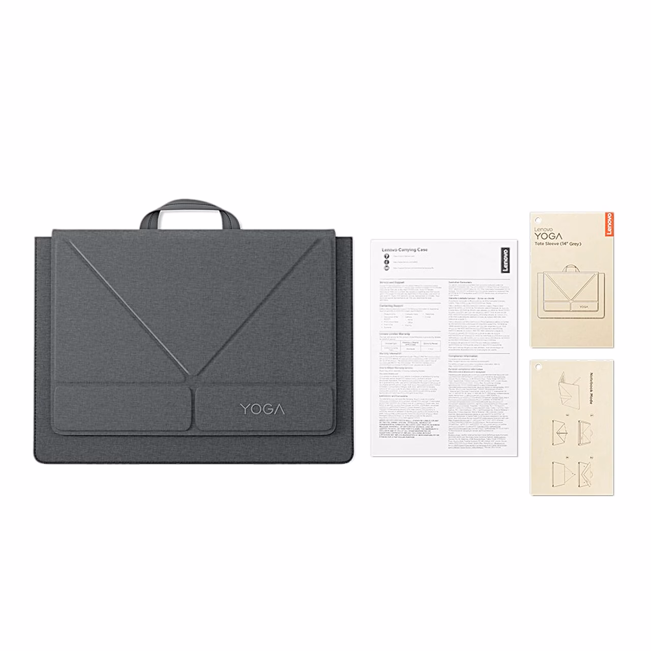 Hall Lenovo Yoga Tote Sleeve ümbris koos kasutusjuhendi ja infolehtedega