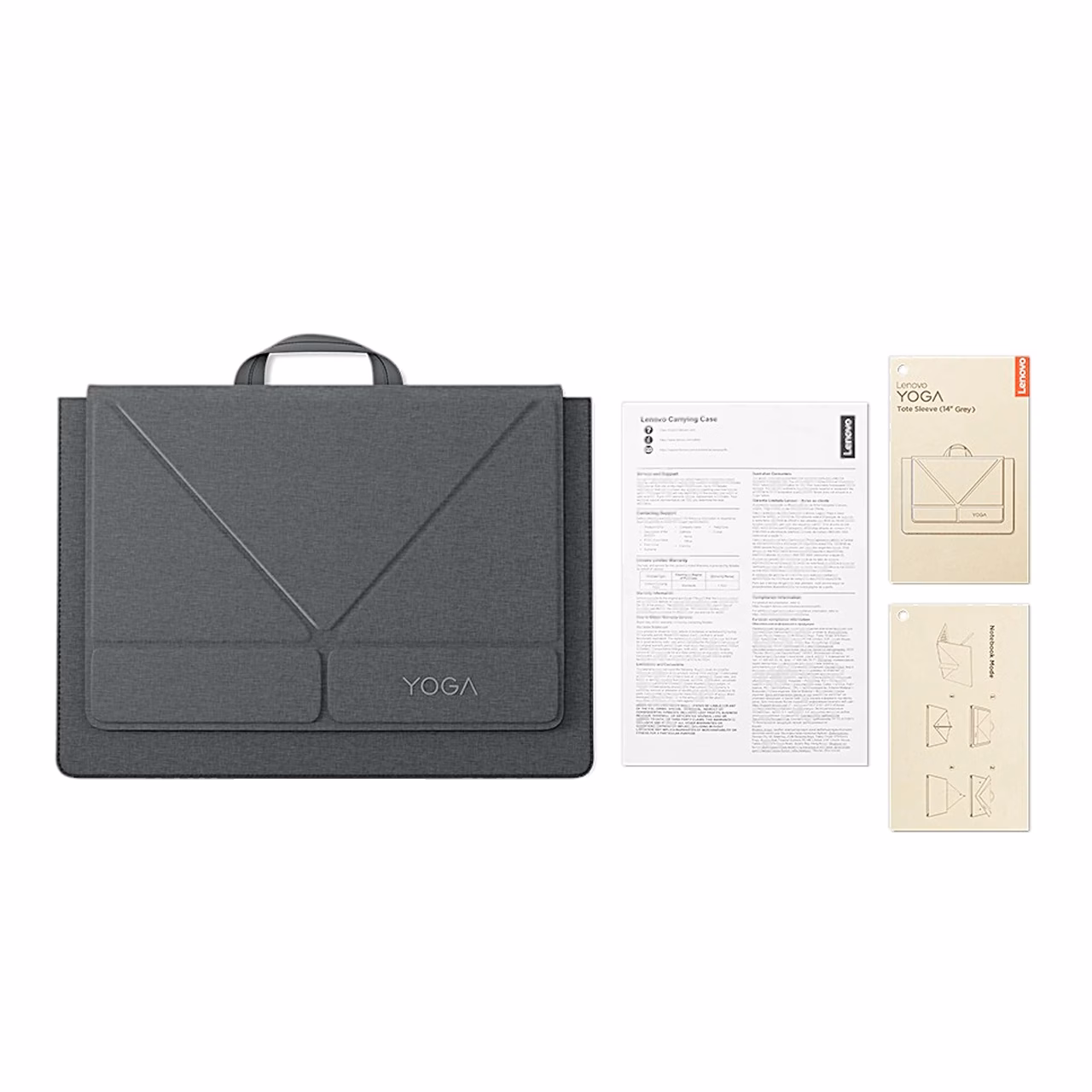 Hall Lenovo Yoga Tote Sleeve ümbris koos kasutusjuhendi ja infolehtedega